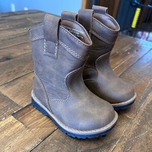 Kids Cat & Jack Brown Leather Pull-On Boots - Durable Everyday Boot